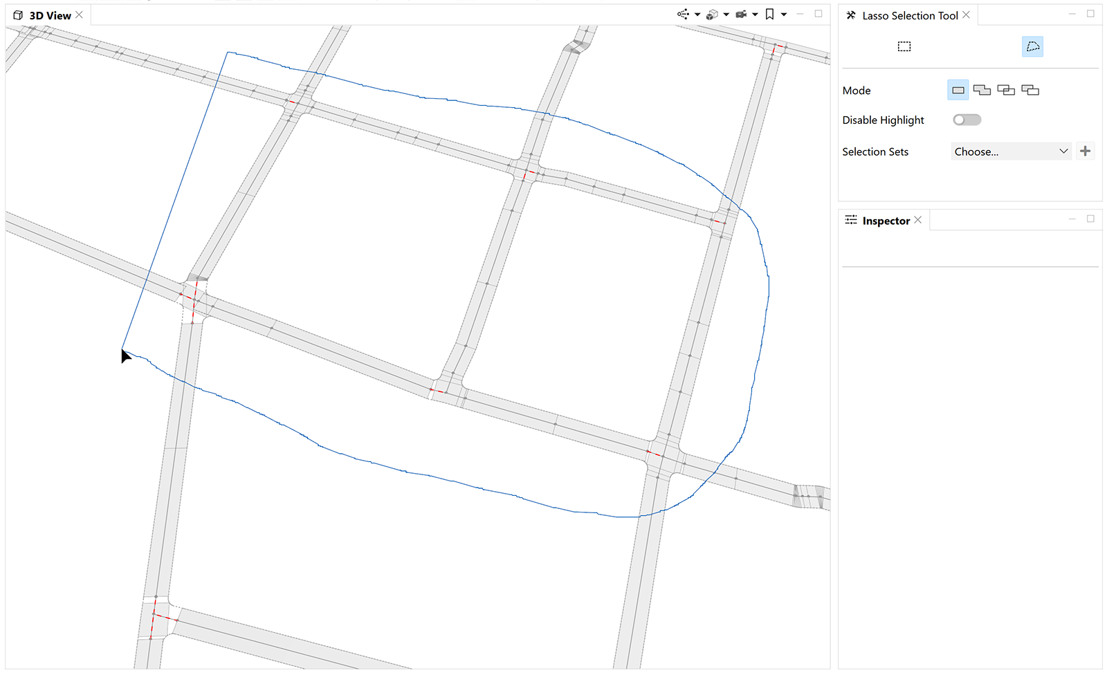 Selecting streets with Lasso Select tool