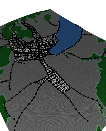 Streets adjusted by obstacle map