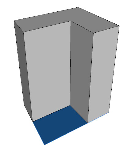 Single extruded L-shape volume