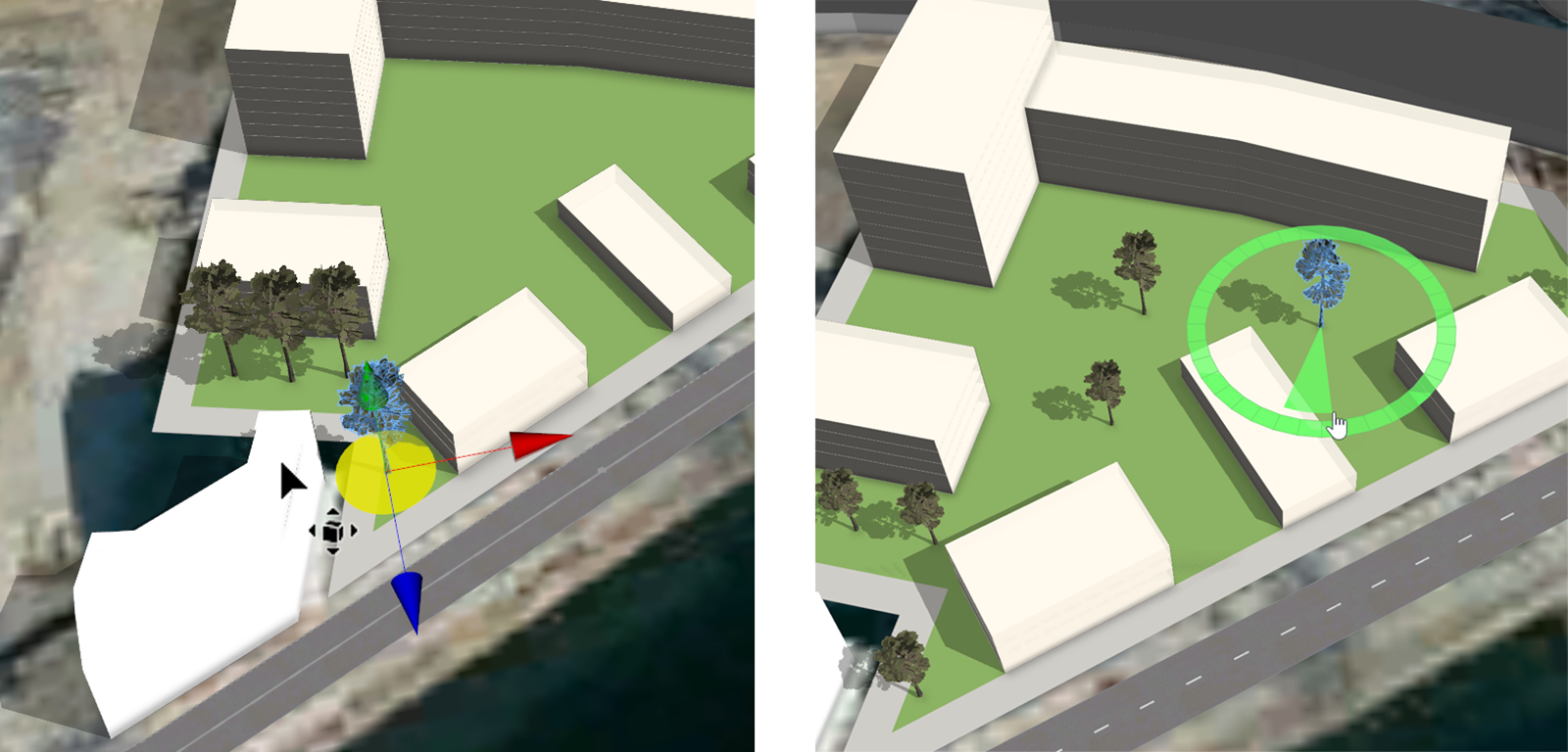 Transform the size and/or orientation of the trees