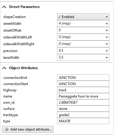 OSM tags mapped to street and sidewalk widths