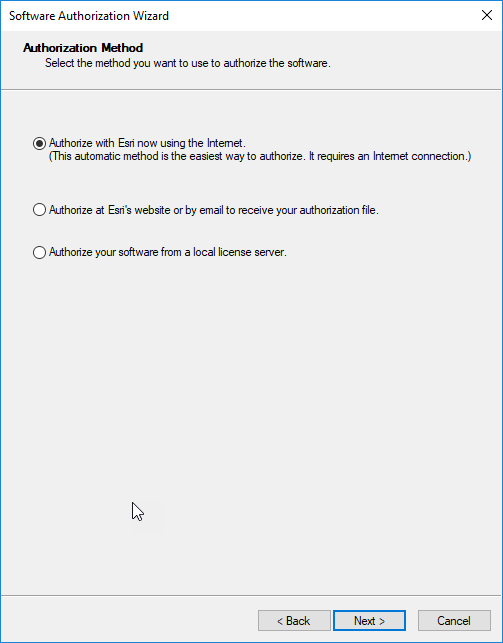 Authorization Method dialog box