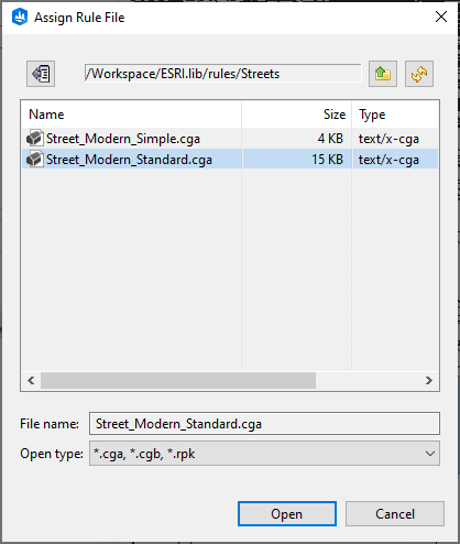 Assign rule file dialog box