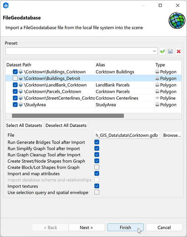 Choose layers to import