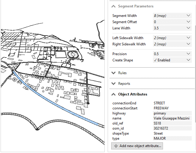 Street with layer attributes