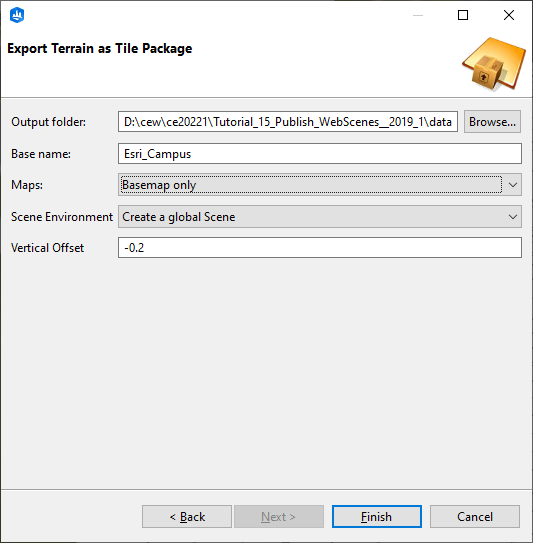 Export terrain as tile package