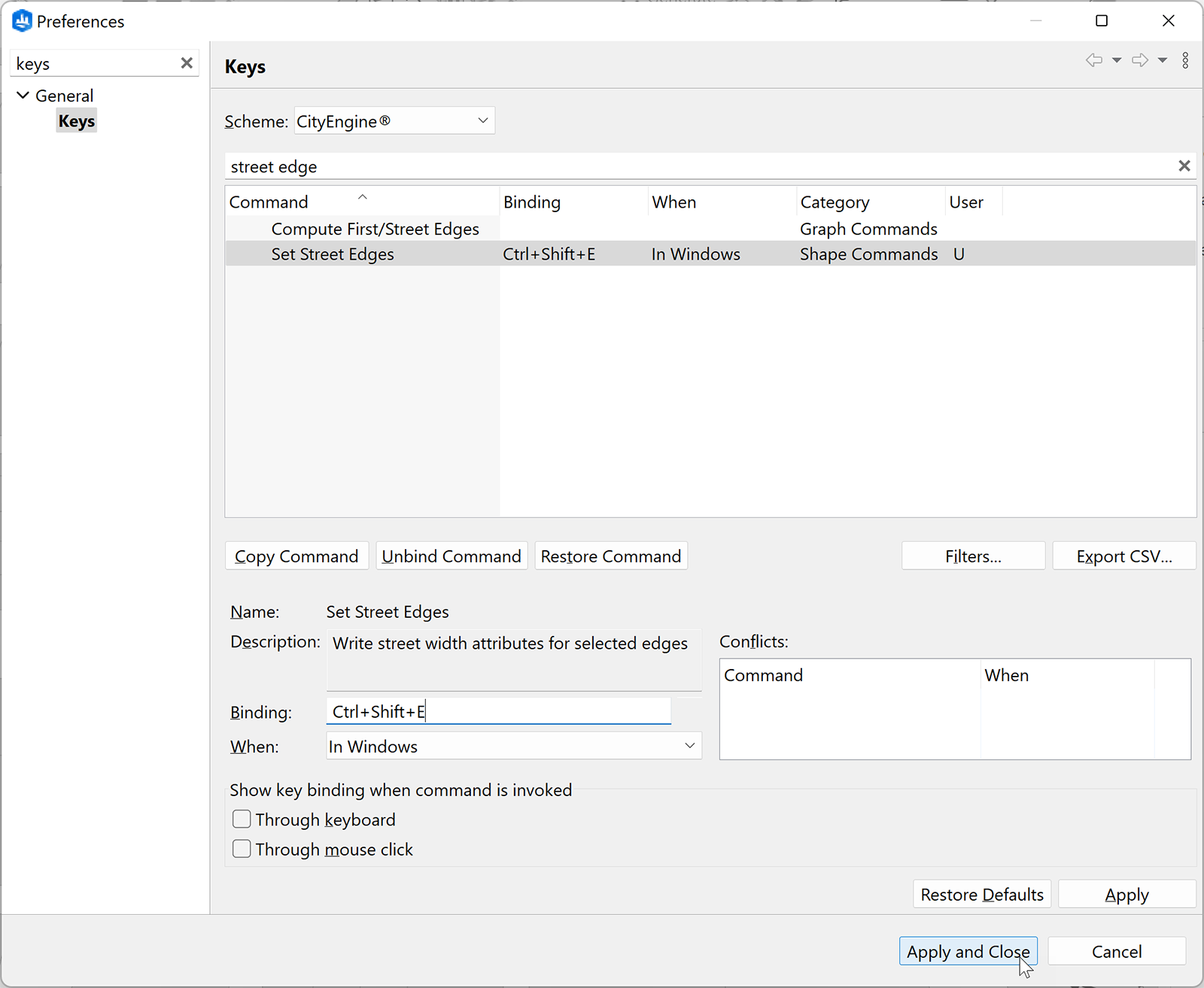 Configuring keyboard shortcuts