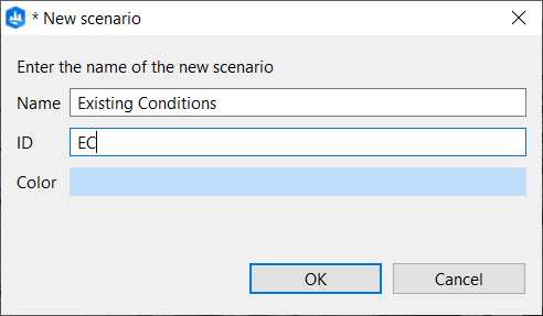 New scenario dialog box