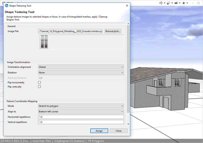 Window texture set to Stretch to polygon