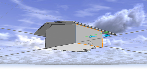 Fine-tune the building by dragging planes using the blue arrow to keep the roof attached.