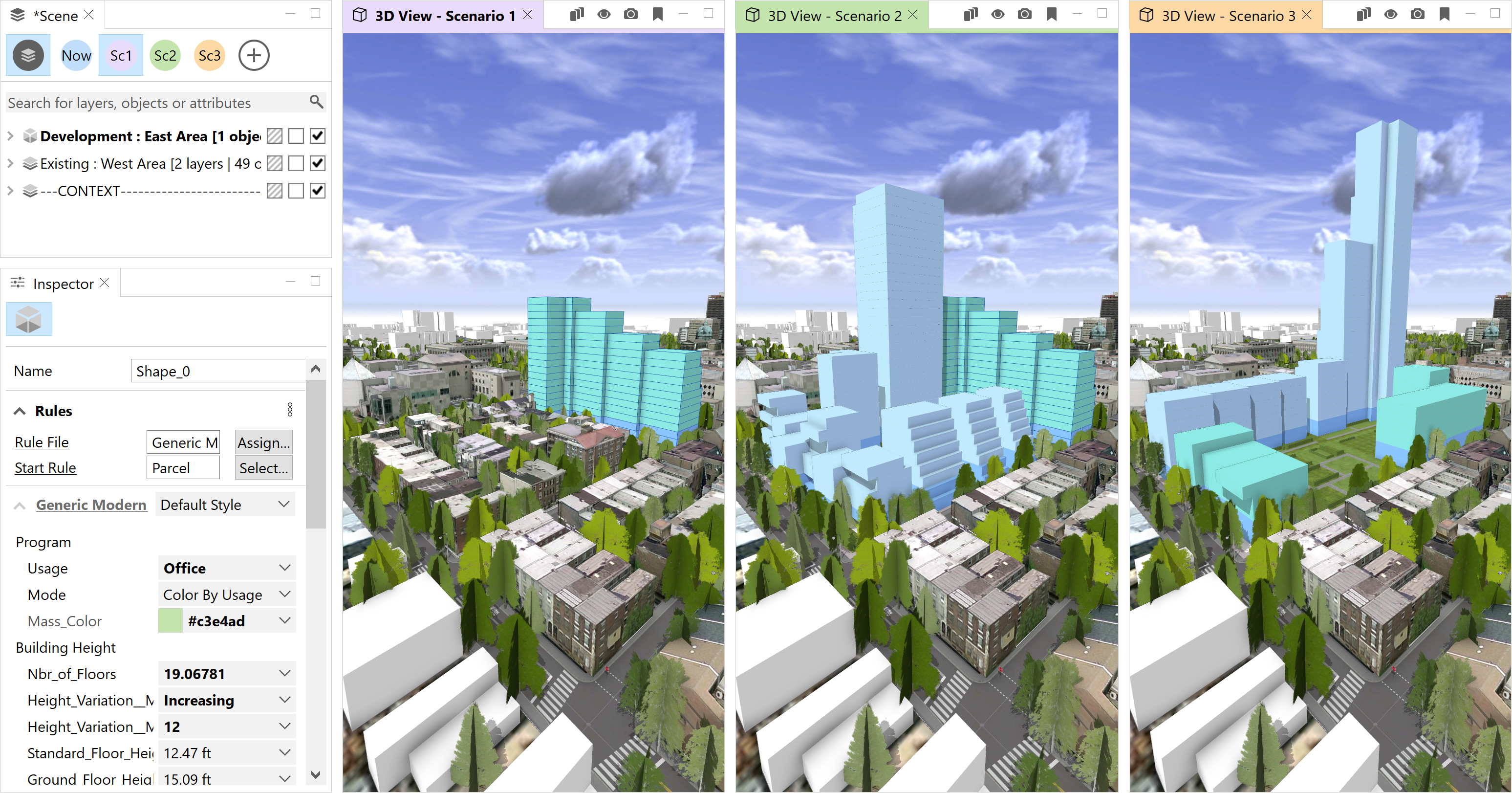 3 Scenarios Side-by-side