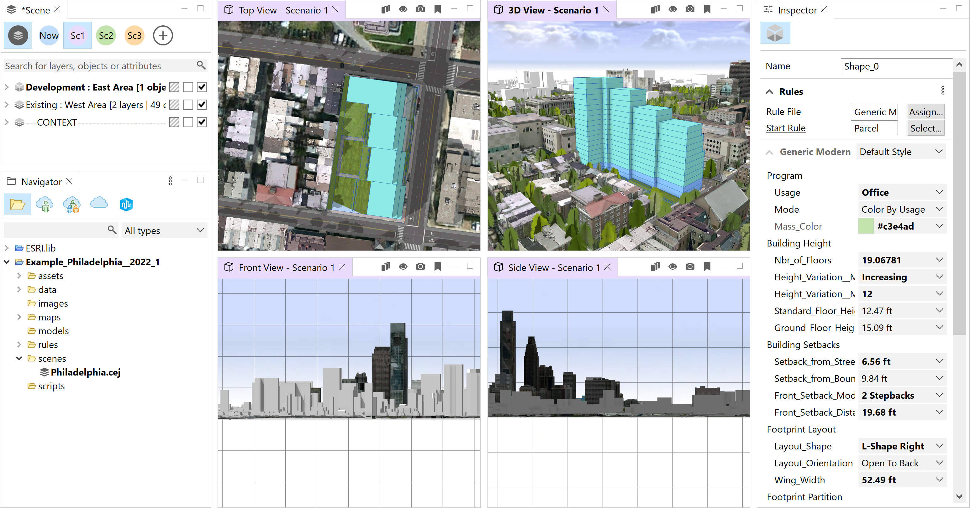 Top, Front, Side & 3D View layout