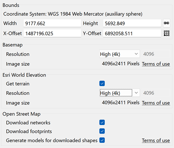 Get Map Data settings