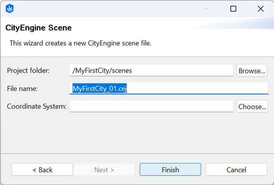 Scene name MyFirstCity_01.cej