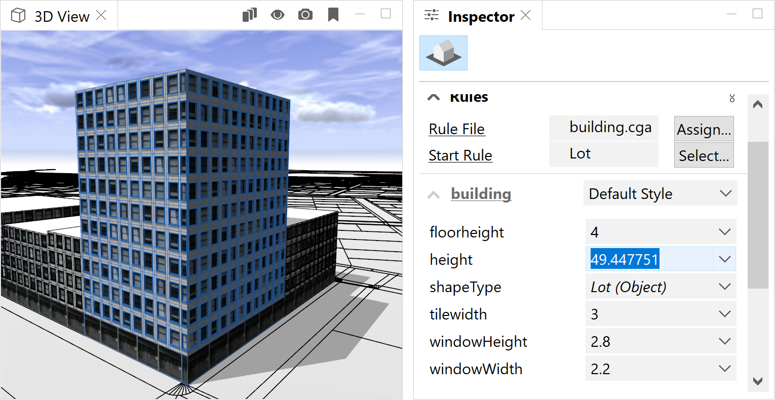 Building with random height value of 49.45