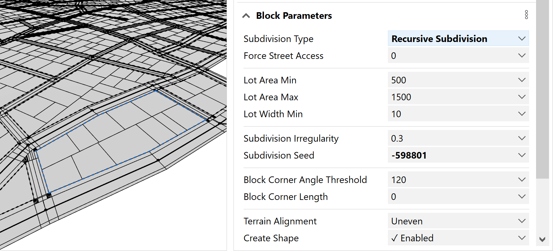 Inspector Block Parameters dialog box