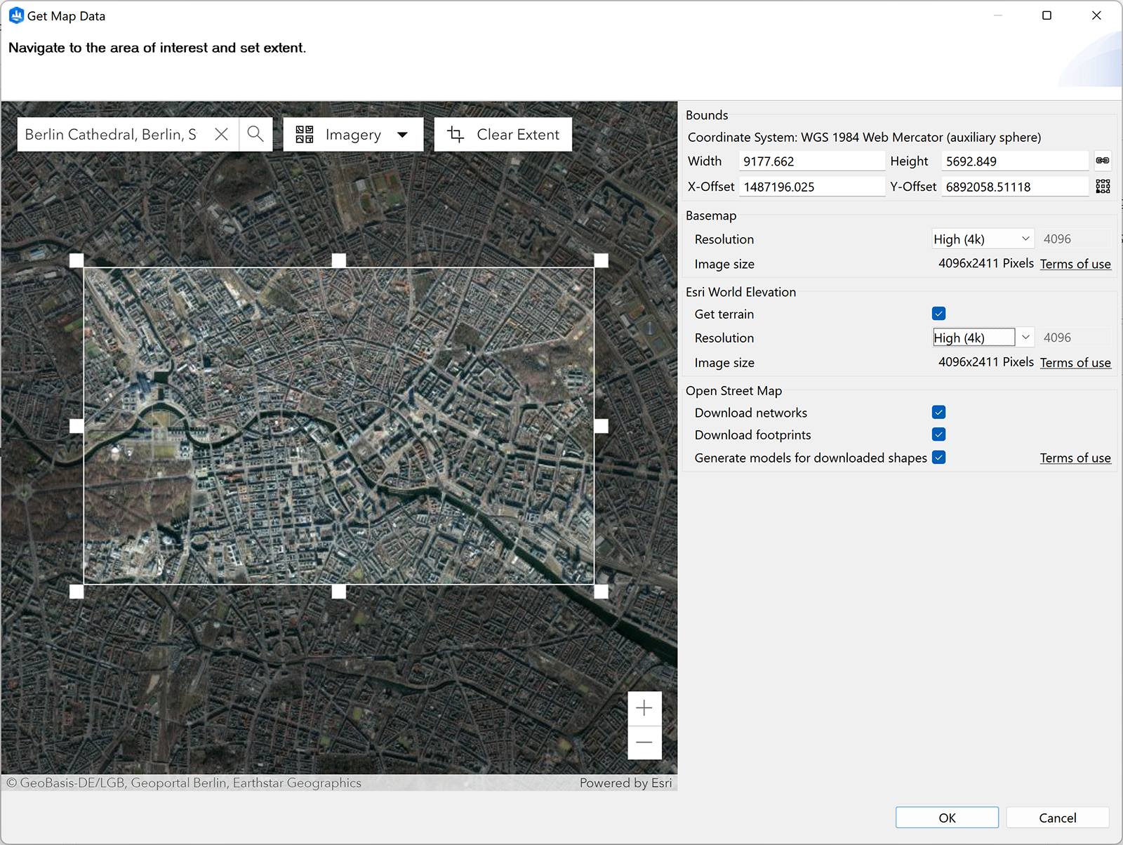 Get Map Data dialog box