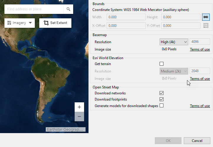 The Get Map Data dialog box is shown with default settings. The Get Map Data dialog box is shown with default settings.
