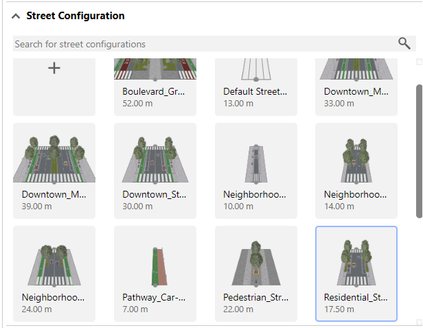 Street configuration selected in gallery Street configuration selected in gallery