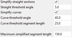Straight sections and curves settings Straight sections and curves settings