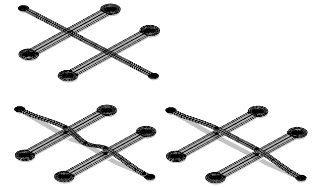 (top) Original; (bottom left) Bridge join = 0.1; (bottom right) Bridge join = 1.0 (top) Original; (bottom left) Bridge join = 0.1; (bottom right) Bridge join = 1.0