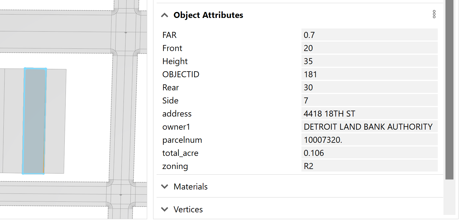 Selected shape before computing first edges and street edges Selected shape before computing first edges and street edges