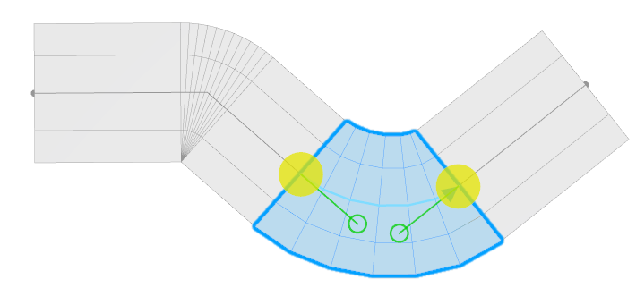 Curve with two nodes selected Curve with two nodes selected
