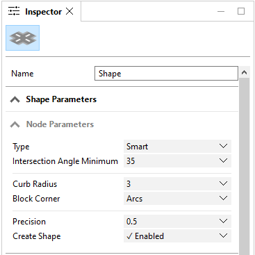 Inspector Node parameters Inspector Node parameters