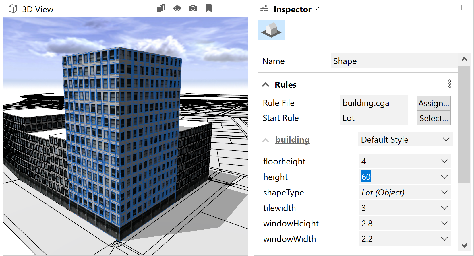 Inspector rules height parameter set to 60 Inspector rules height parameter set to 60