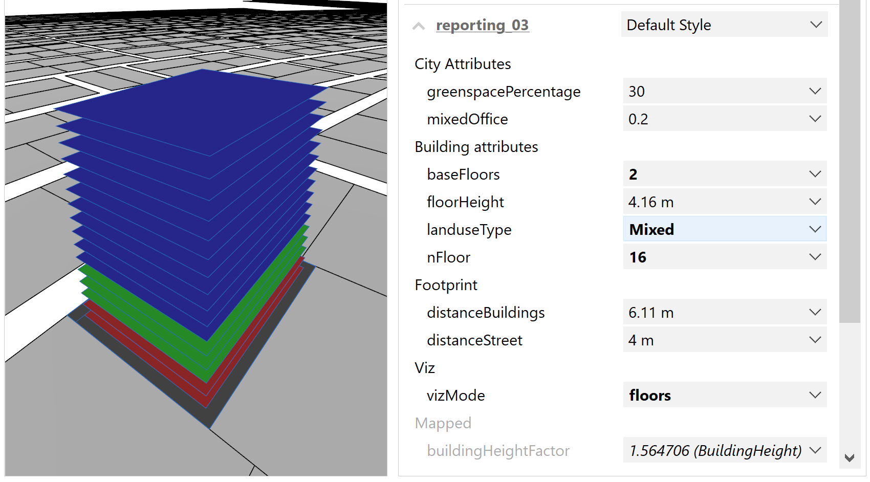 Mixed land-use type, with 20 percent office floors, mixedOffice = 0.2 Mixed land-use type, with 20 percent office floors, mixedOffice = 0.2