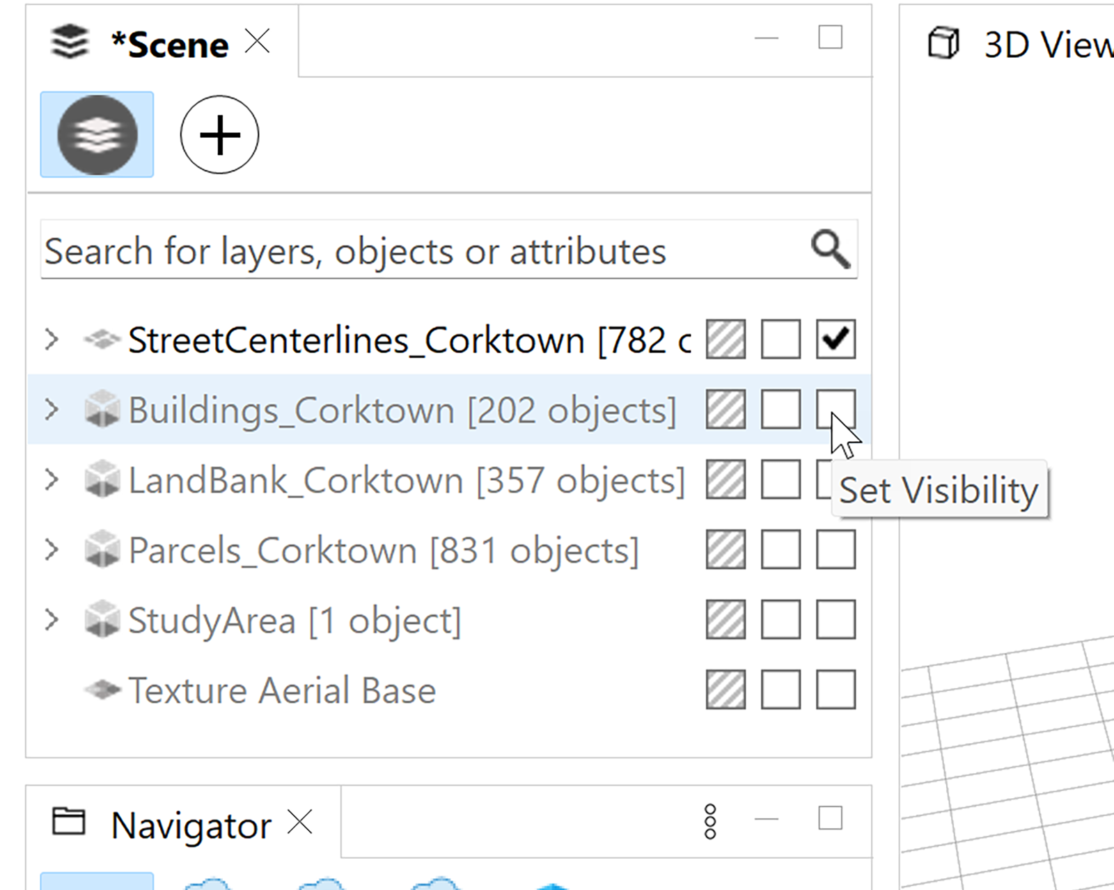 Set the layer visibility Set the layer visibility