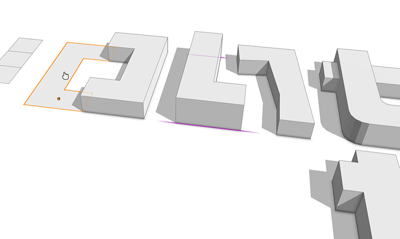 Extruded U-shaped footprints Extruded U-shaped footprints