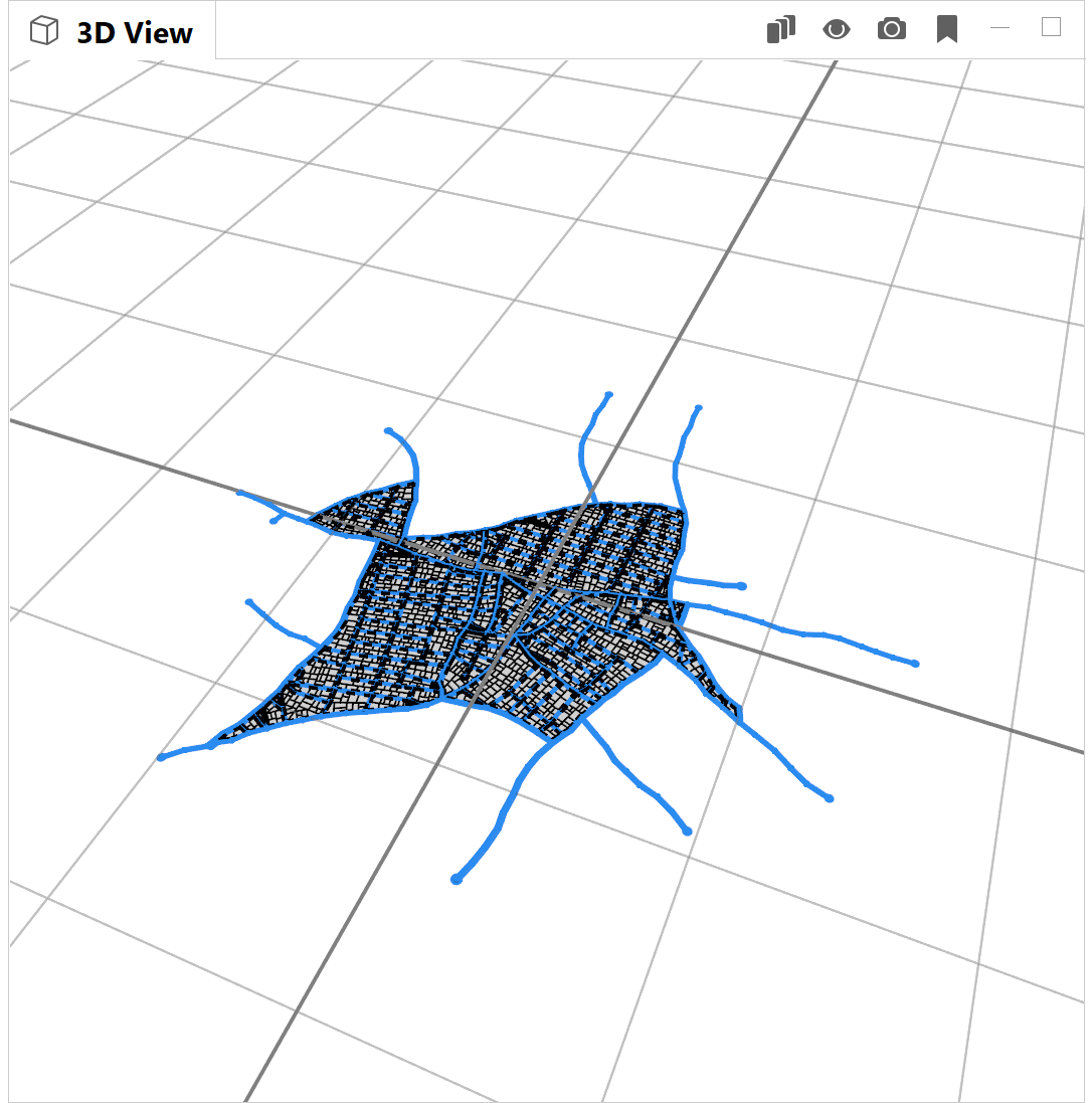 Viewport Perspective View display of grown streets Viewport Perspective View display of grown streets