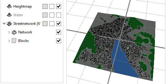 Scene with map and shapes Scene with map and shapes