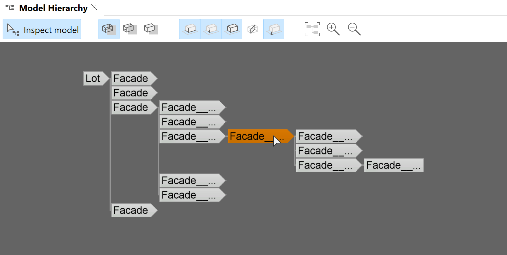 Parent shape noted highlighted in Model Hierarchy