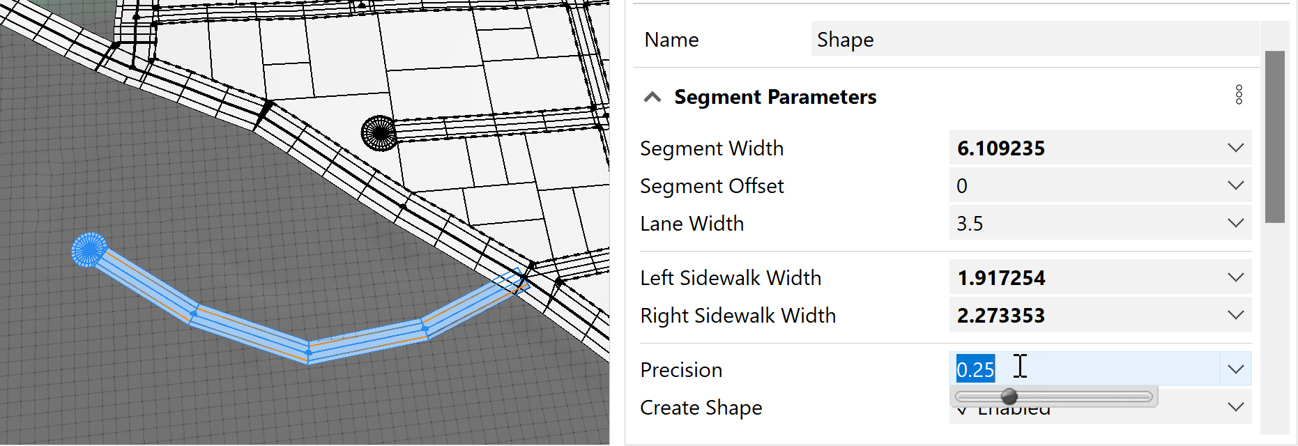 Curved street with .25 precision Curved street with .25 precision