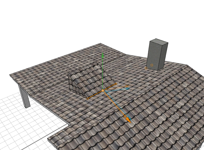 Create a dormer on the roof with the rectangle tool. Create a dormer on the roof with the rectangle tool.