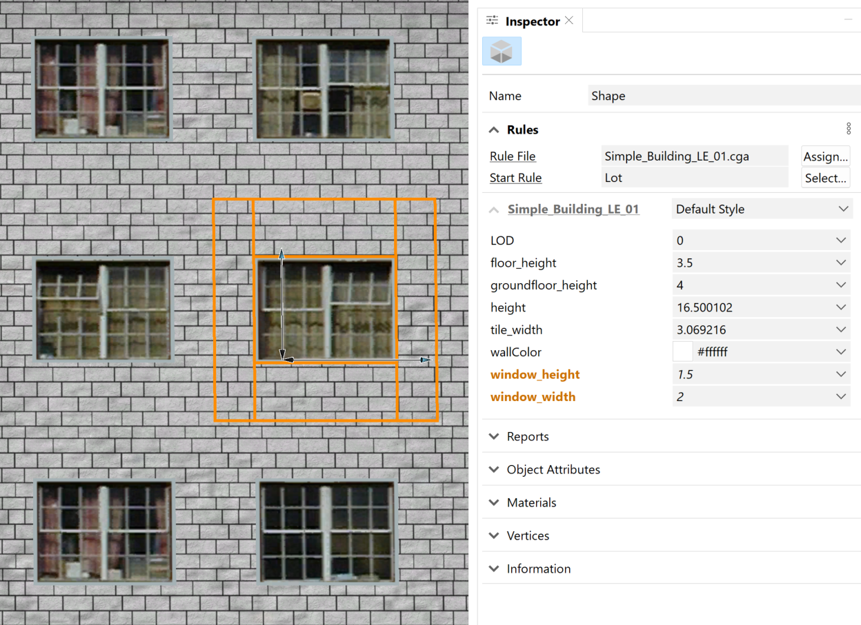 Local edit selections highlighted in the Inspector window. Local edit selections highlighted in the Inspector window.