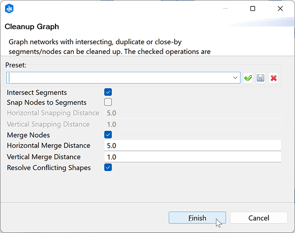 Cleanup Graph dialog box Cleanup Graph dialog box