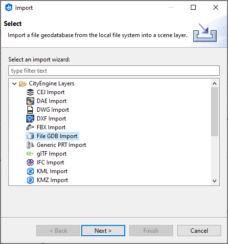 Import dialog box Import dialog box