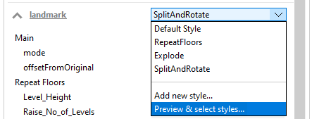 Style menu Style menu