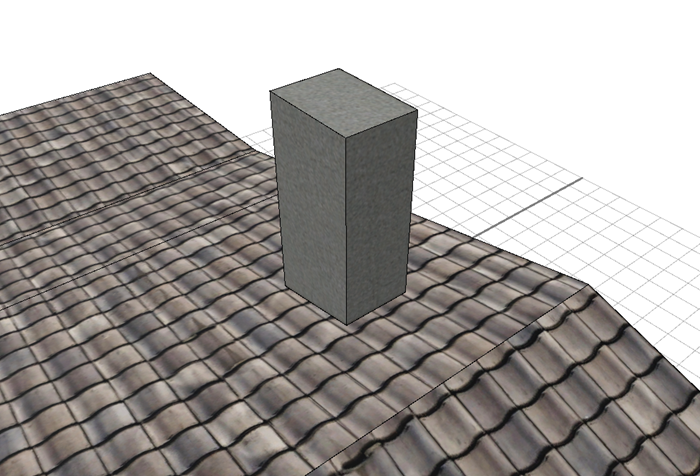 Add concrete texture, with a dimension of 10, to the chimney. Add concrete texture, with a dimension of 10, to the chimney.