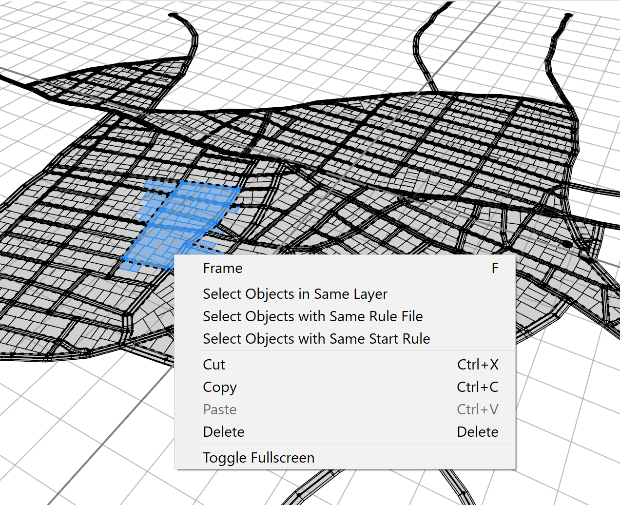 Selection context menu Selection context menu