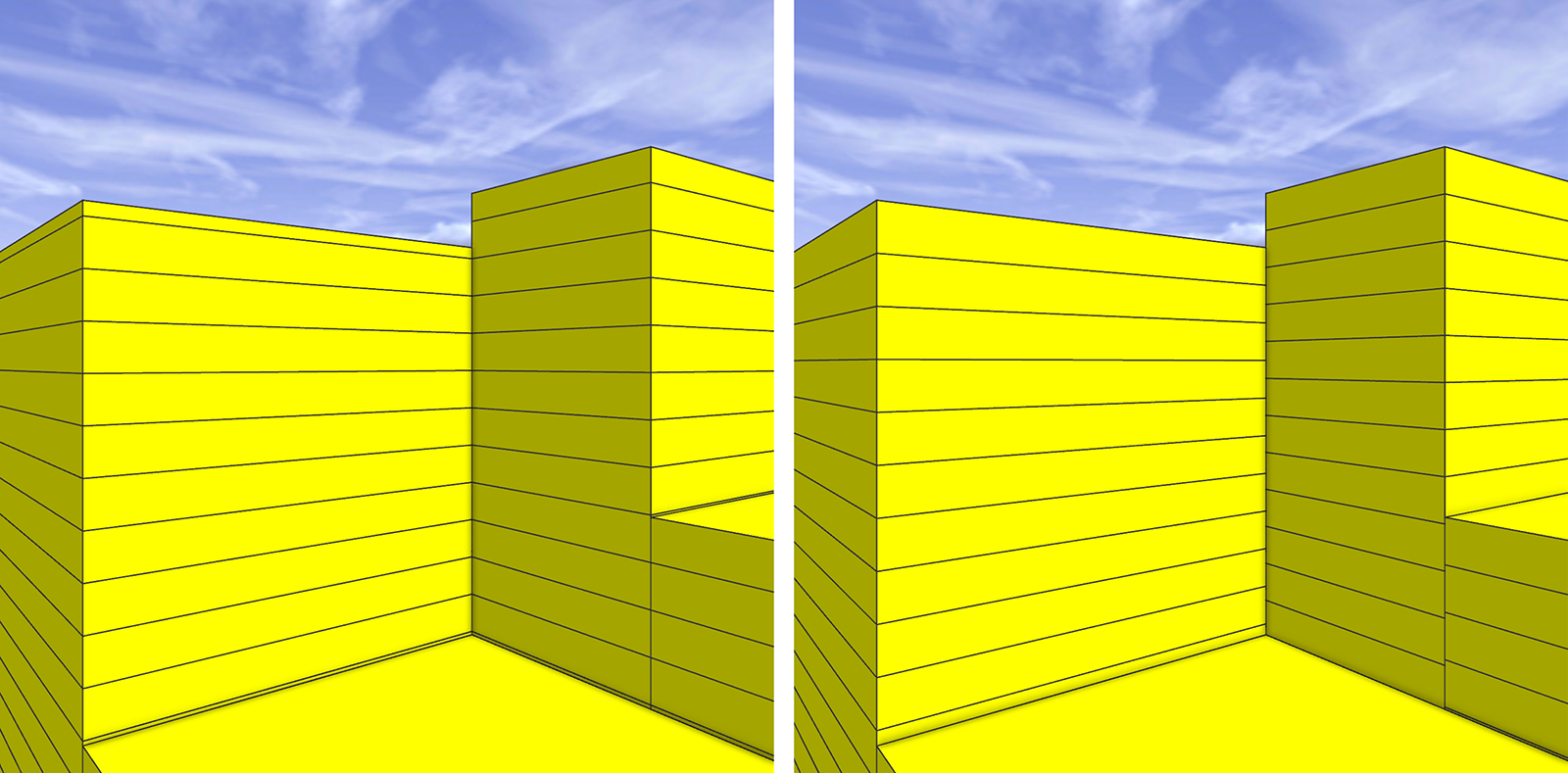 Floors split evenly before and after Floors split evenly before and after