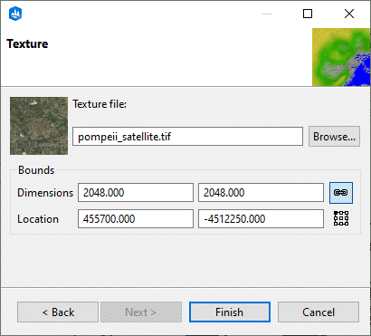 Import texture dialog box Import texture dialog box