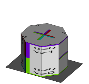 Cylinder with 8 sides positioned in the xz center Cylinder with 8 sides positioned in the xz center