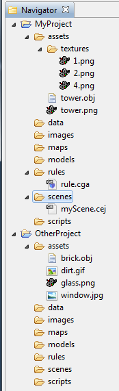 Workspace with two project folders Workspace with two project folders