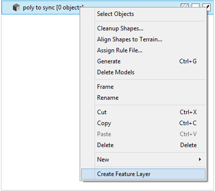 Create feature layer menu Create feature layer menu