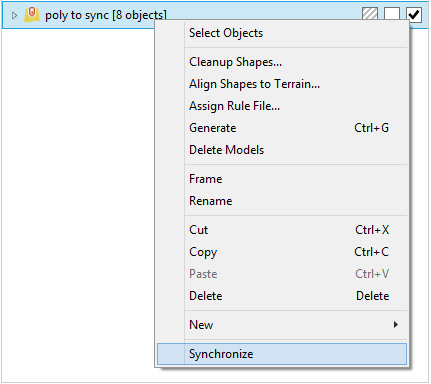 Synchronize menu Synchronize menu