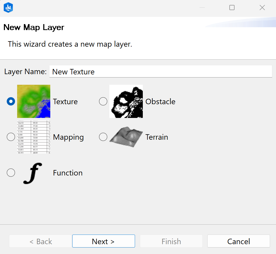New Map Layer dialog box New Map Layer dialog box